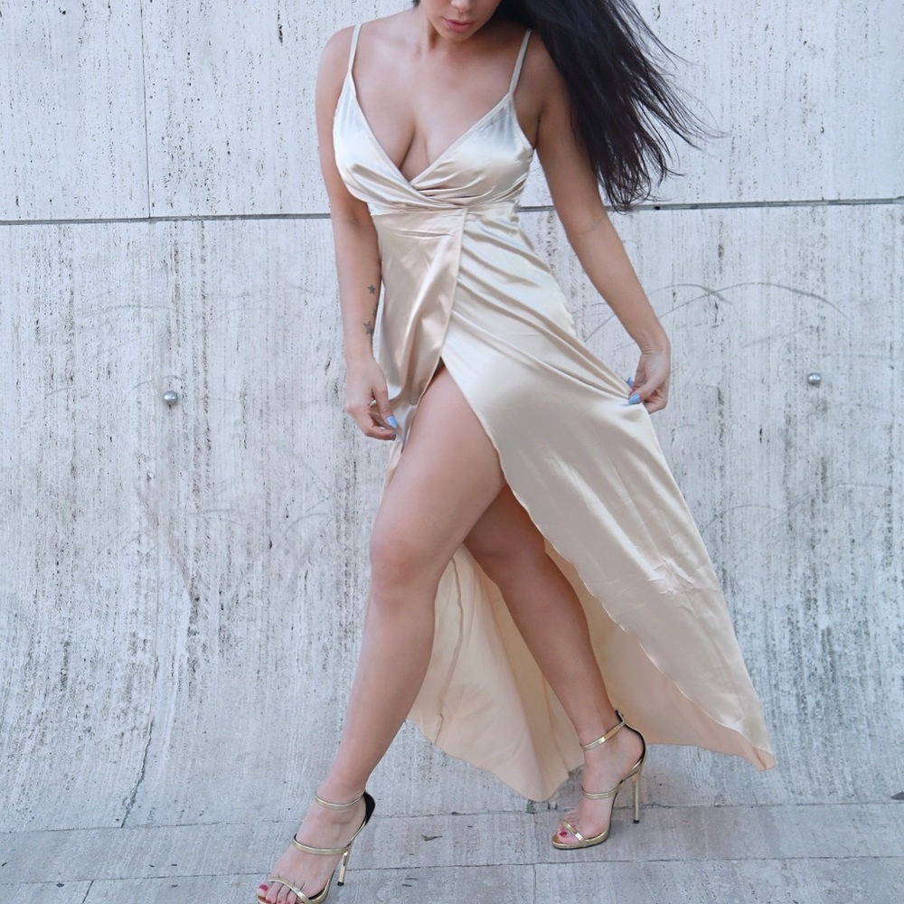 Satin champagne dress